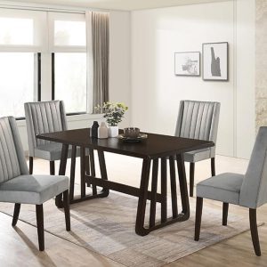 Solid Wood Dining Table with Velvet Chairs