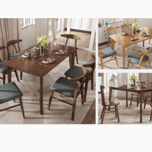 Solid Wooden Dining Table with Chairs
