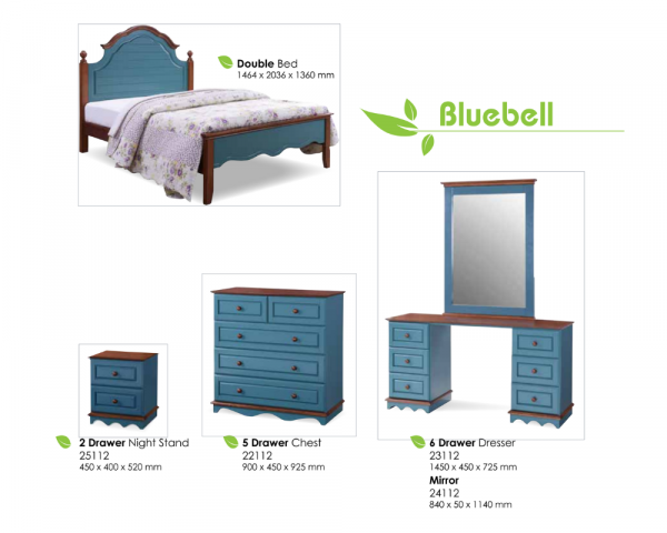 Bluebell Solid Wood Bedroom Set