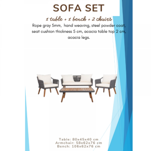 Outdoor Sofa Set With Acacia Table