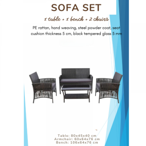 Outdoor Rattan Sofa Set With Glass Table