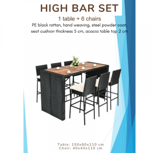 6 Seater High Bar Table Set