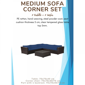 Medium Corner Sofa Set With Glass Table