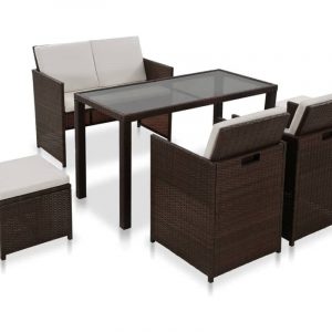 Outdoor Rattan Dining Furniture Set With Stool