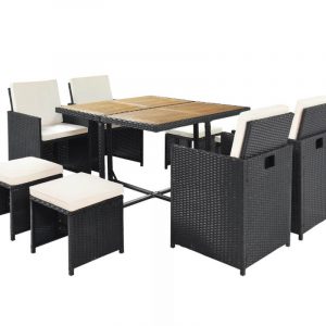 Armchair Square Cube Wooden Table Set