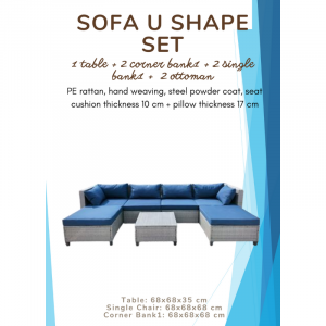 Outdoor U Shape Sofa Set With Ottoman