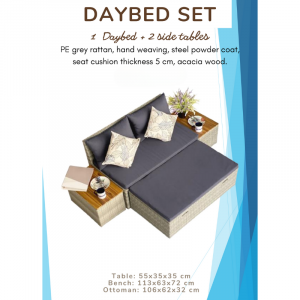 Outdoor Daybed With Side Table & Ottoman