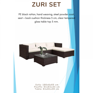 Outdoor Zuri Sofa Set With Glass Table