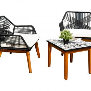 Outdoor Bistro Rope Chair Set With Table