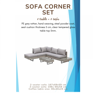 Outdoor Corner Sofa Set With Glass Table