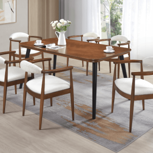 Solid Wood Dining Set with Armchairs