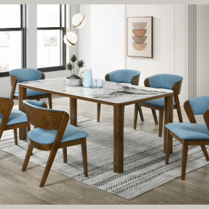 Solid Wood Marble Top Dining Set