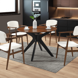 Solid Wood Round Dining Set with Armchairs